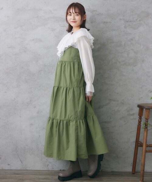RETRO GIRL(レトロガール)の「ナイロンティアードOP(ワンピース・レディース・グリーン/ブラック/ナチュラル・FREE)」の22枚目の写真