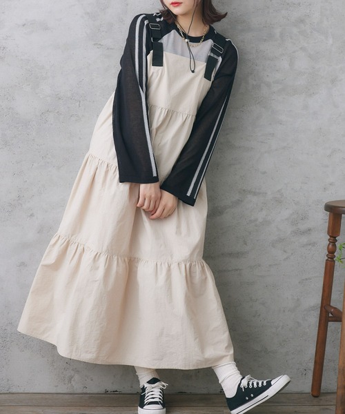 RETRO GIRL(レトロガール)の「ナイロンティアードOP(ワンピース・レディース・グリーン/ブラック/ナチュラル・FREE)」の1枚目の写真