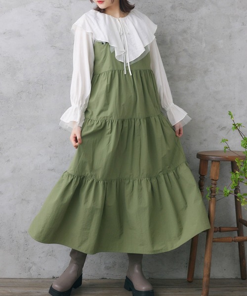 RETRO GIRL(レトロガール)の「ナイロンティアードOP(ワンピース・レディース・グリーン/ブラック/ナチュラル・FREE)」の3枚目の写真