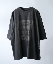 Pigment hard wash T-shirt/ピグメント ハードウォッシュ 半袖 クルーネック Tシャツ/バックプリント ワンポイント 刺繍