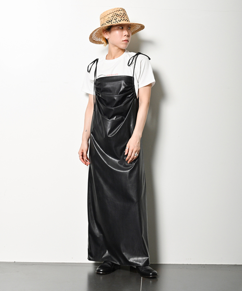 CITYSHOP(シティーショップ)の「FAUX LEATHER GATHER DRESS CITYSHOP(シティーショップ)の「FAUX LEATHER GATHER DRESS