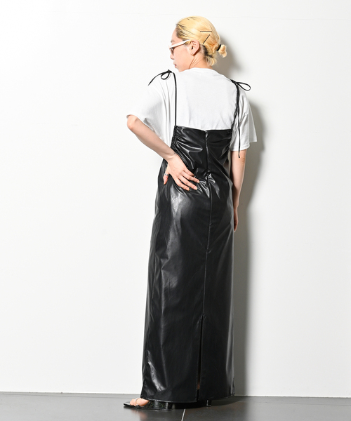 CITYSHOP（シティーショップ）の「FAUX LEATHER GATHER DRESS：ワンピース（ワンピース・レディース・ブラック・36/38）」の7枚目の写真