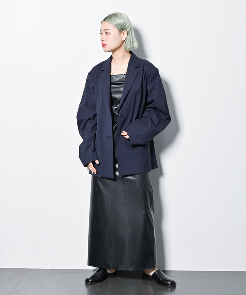CITYSHOP（シティーショップ）の「FAUX LEATHER GATHER DRESS  