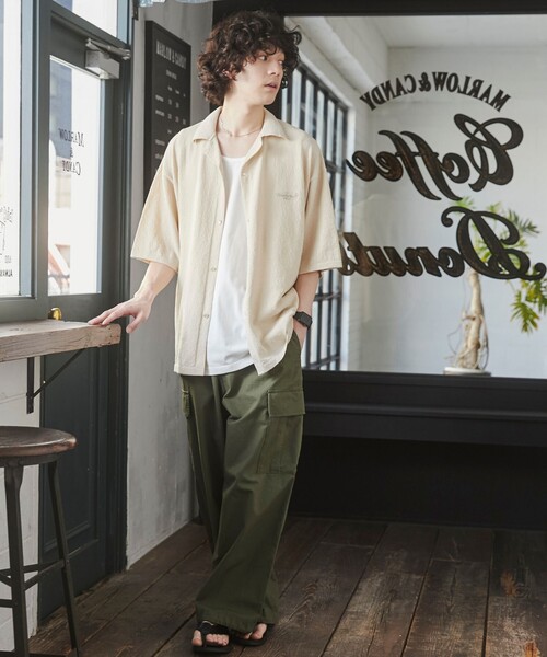 TOWNCRAFT（タウンクラフト）の「TOWNCRAFT（タウンクラフト）別注ループヤーンニットシャツ（WEB限定カラー）（シャツ/ブラウス・メンズ・ネイビー/ダークブラウン/オフホワイト/ブラック・M/L/XL）」の7枚目の写真