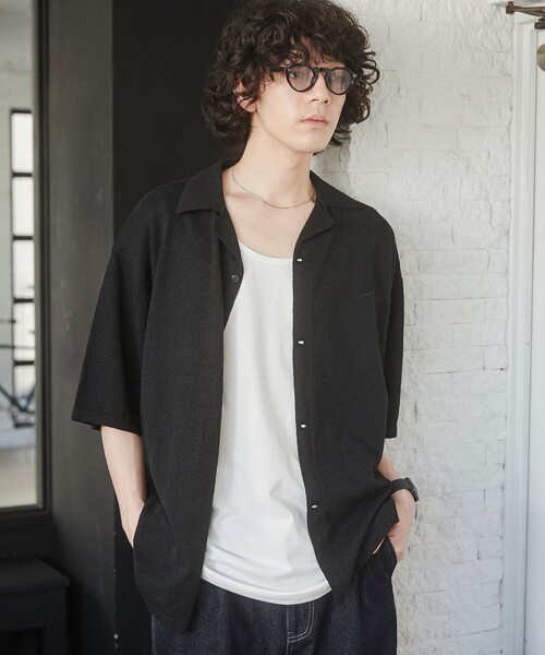 TOWNCRAFT（タウンクラフト）の「TOWNCRAFT（タウンクラフト）別注ループヤーンニットシャツ（WEB限定カラー）（シャツ/ブラウス・メンズ・ネイビー/ダークブラウン/オフホワイト/ブラック・M/L/XL）」の13枚目の写真