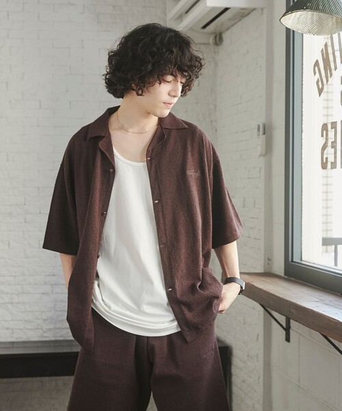 TOWNCRAFT（タウンクラフト）の「TOWNCRAFT（タウンクラフト）別注ループヤーンニットシャツ（WEB限定カラー）（シャツ/ブラウス・メンズ・ネイビー/ダークブラウン/オフホワイト/ブラック・M/L/XL）」の16枚目の写真