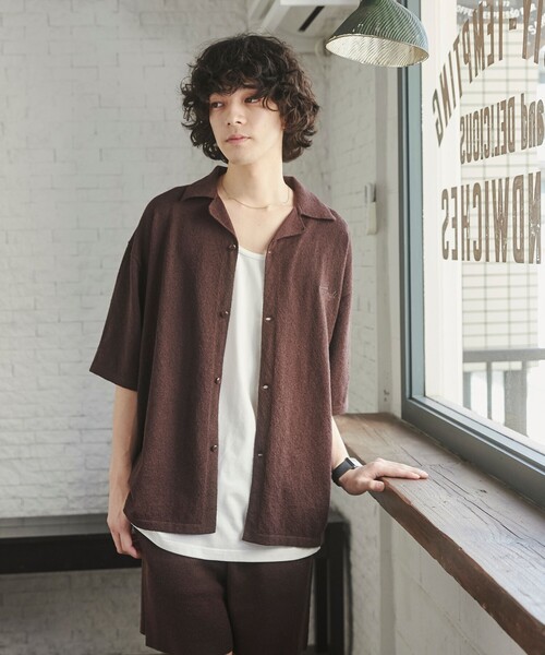 TOWNCRAFT（タウンクラフト）の「TOWNCRAFT（タウンクラフト）別注ループヤーンニットシャツ（WEB限定カラー）（シャツ/ブラウス・メンズ・ネイビー/ダークブラウン/オフホワイト/ブラック・M/L/XL）」の18枚目の写真