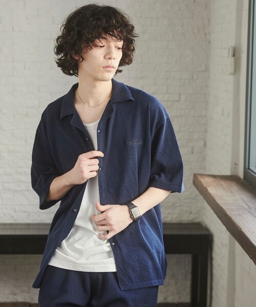 TOWNCRAFT（タウンクラフト）の「TOWNCRAFT（タウンクラフト）別注ループヤーンニットシャツ（WEB限定カラー）（シャツ/ブラウス・メンズ・ネイビー/ダークブラウン/オフホワイト/ブラック・M/L/XL）」の21枚目の写真