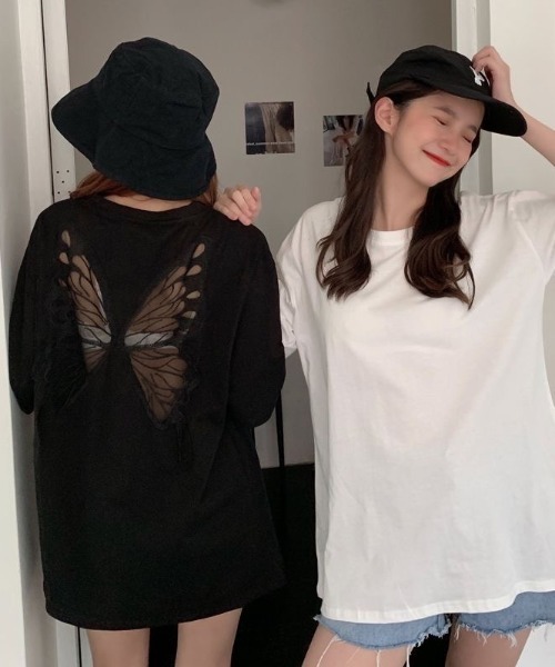 SHEENA(シーナ)の「シアーバタフライ半袖Tシャツ(Tシャツ/カットソー・レディース・ブラック/ホワイト・M)」の12枚目の写真