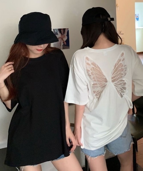 SHEENA(シーナ)の「シアーバタフライ半袖Tシャツ(Tシャツ/カットソー・レディース・ブラック/ホワイト・M)」の15枚目の写真