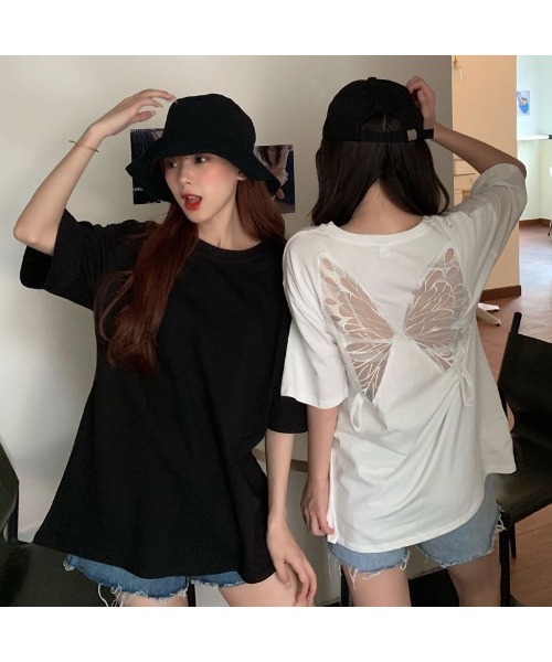 SHEENA(シーナ)の「シアーバタフライ半袖Tシャツ(Tシャツ/カットソー・レディース・ブラック/ホワイト・M)」の16枚目の写真