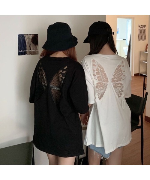 SHEENA(シーナ)の「シアーバタフライ半袖Tシャツ(Tシャツ/カットソー・レディース・ブラック/ホワイト・M)」の17枚目の写真