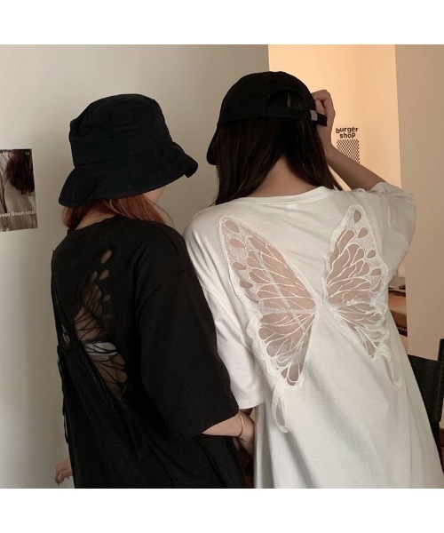 SHEENA(シーナ)の「シアーバタフライ半袖Tシャツ(Tシャツ/カットソー・レディース・ブラック/ホワイト・M)」の18枚目の写真
