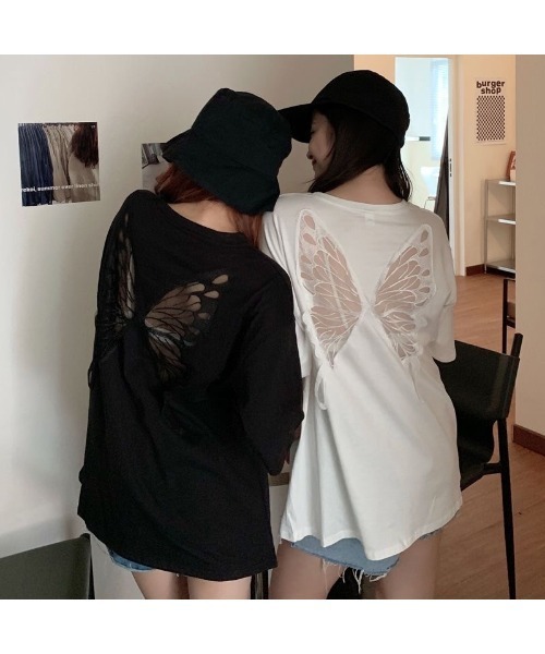 SHEENA(シーナ)の「シアーバタフライ半袖Tシャツ(Tシャツ/カットソー・レディース・ブラック/ホワイト・M)」の19枚目の写真