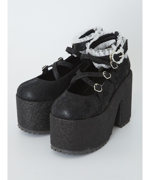 Ank Rouge（アンクルージュ）の「レース×合皮厚底シューズ