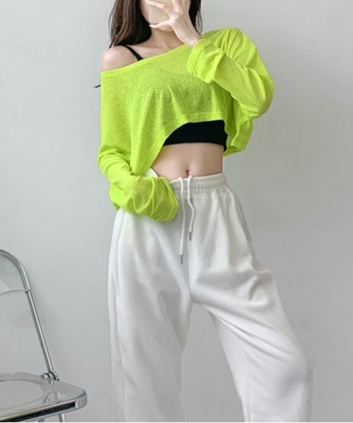 YUZEFI 売れ筋商品|||ユゼフィ Tシャツ トップス レディース Tops Green XEXYMIX ゼクシィミックス ゼクシーミックス クロップド丈 半袖