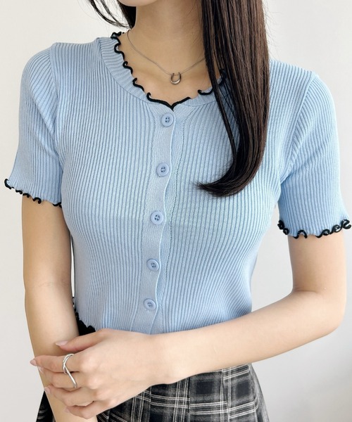 United store(ユナイテッドストア)の「メローフリルクロップドトップ(Tシャツ/カットソー・レディース・ホワイト/ブラック/ブルー・FREE)」の3枚目の写真