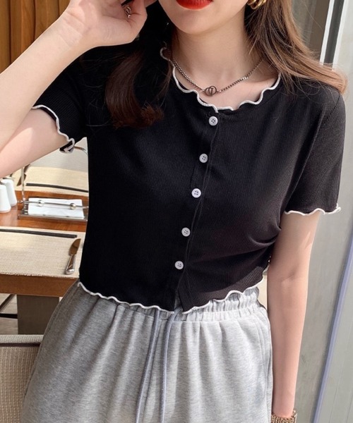United store(ユナイテッドストア)の「メローフリルクロップドトップ(Tシャツ/カットソー・レディース・ホワイト/ブラック/ブルー・FREE)」の15枚目の写真