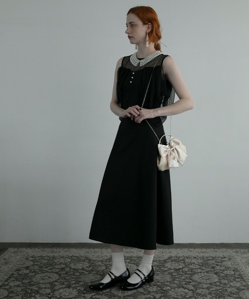 BONLECILL noir】2wayサテンビッグリボン チェーンショルダー
