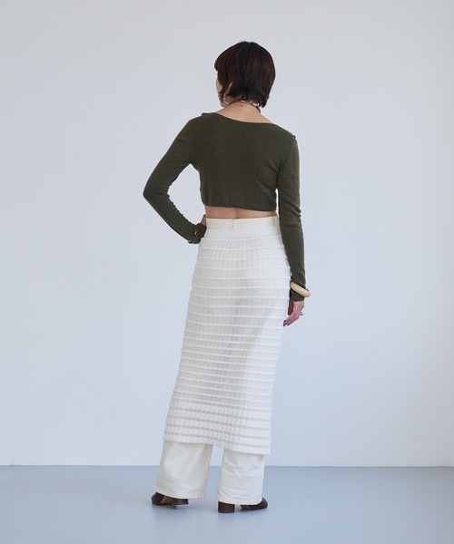 oll(オール)の「Sheer boarder skirt(スカート・レディース・ホワイト/ブラック/ホワイト×ブラック・FREE)」の6枚目の写真