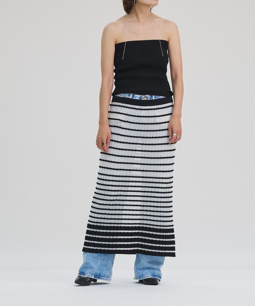 oll(オール)の「Sheer boarder skirt(スカート・レディース・ホワイト/ブラック/ホワイト×ブラック・FREE)」の22枚目の写真