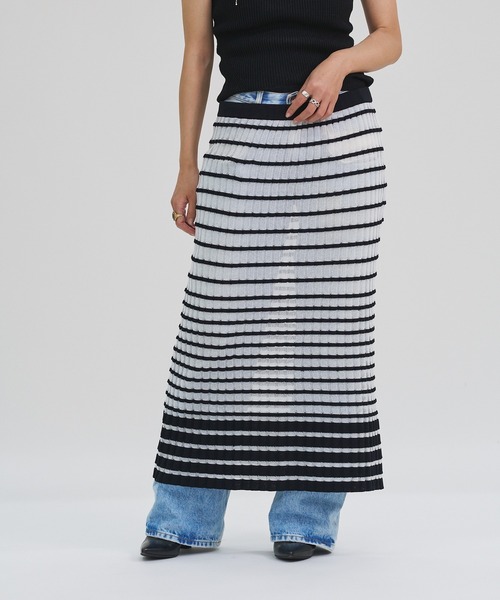 oll(オール)の「Sheer boarder skirt(スカート・レディース・ホワイト/ブラック/ホワイト×ブラック・FREE)」の15枚目の写真
