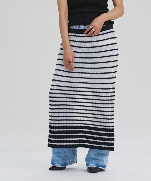 oll(オール)の「Sheer boarder skirt(スカート・レディース・ホワイト/ブラック/ホワイト×ブラック・FREE)」の16枚目の写真