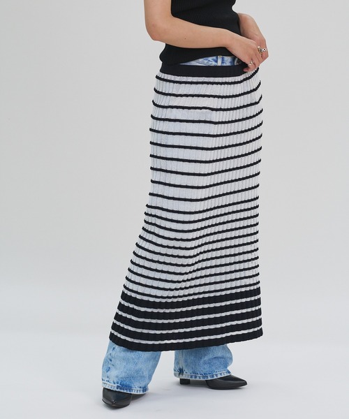 oll(オール)の「Sheer boarder skirt(スカート・レディース・ホワイト/ブラック/ホワイト×ブラック・FREE)」の18枚目の写真