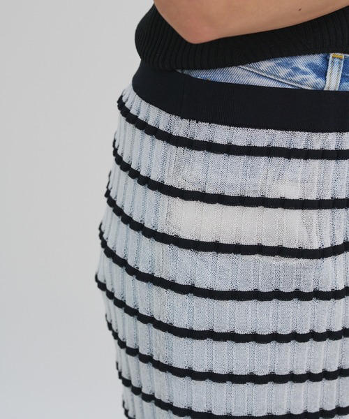 oll(オール)の「Sheer boarder skirt(スカート・レディース・ホワイト/ブラック/ホワイト×ブラック・FREE)」の10枚目の写真
