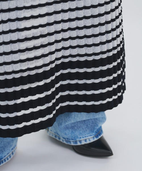 oll(オール)の「Sheer boarder skirt(スカート・レディース・ホワイト/ブラック/ホワイト×ブラック・FREE)」の12枚目の写真
