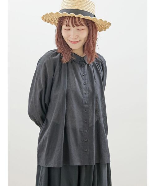 Samansa Mos2（サマンサ モスモス）の「【抗菌防臭】初夏のふんわりギャザーシャツ（シャツ/ブラウス・レディース・オフホワイト/ピンク/ブルー/ブラック・F）」の3枚目の写真