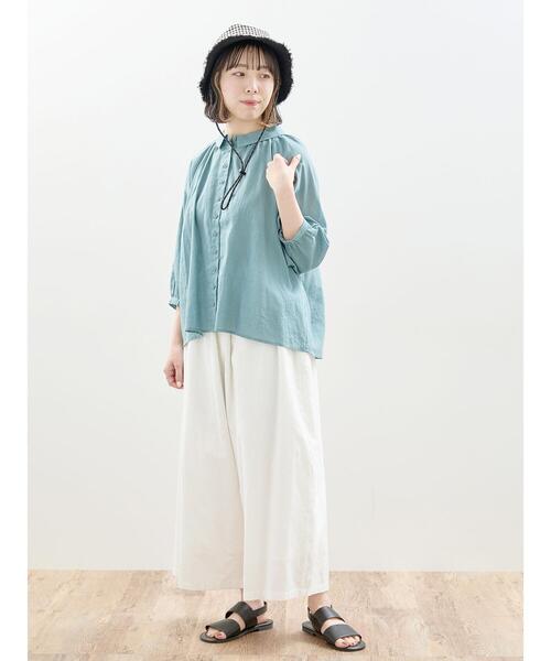 Samansa Mos2（サマンサ モスモス）の「【抗菌防臭】初夏のふんわりギャザーシャツ（シャツ/ブラウス・レディース・オフホワイト/ピンク/ブルー/ブラック・F）」の21枚目の写真