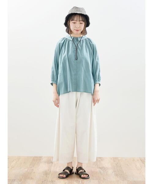 Samansa Mos2（サマンサ モスモス）の「【抗菌防臭】初夏のふんわりギャザーシャツ（シャツ/ブラウス・レディース・オフホワイト/ピンク/ブルー/ブラック・F）」の22枚目の写真