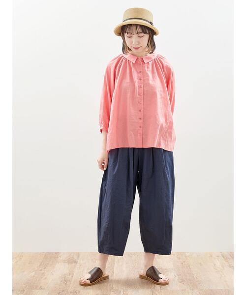 Samansa Mos2（サマンサ モスモス）の「【抗菌防臭】初夏のふんわりギャザーシャツ（シャツ/ブラウス・レディース・オフホワイト/ピンク/ブルー/ブラック・F）」の14枚目の写真