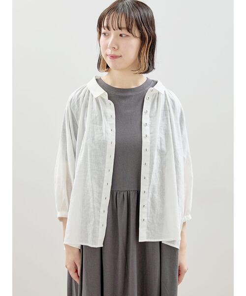 Samansa Mos2（サマンサ モスモス）の「【抗菌防臭】初夏のふんわりギャザーシャツ（シャツ/ブラウス・レディース・オフホワイト/ピンク/ブルー/ブラック・F）」の15枚目の写真