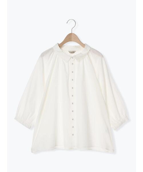 Samansa Mos2（サマンサ モスモス）の「【抗菌防臭】初夏のふんわりギャザーシャツ（シャツ/ブラウス・レディース・オフホワイト/ピンク/ブルー/ブラック・F）」の9枚目の写真