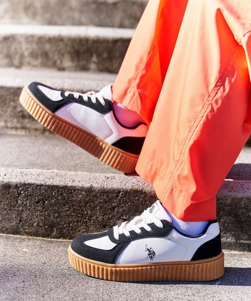 U.S. POLO ASSN.（ユーエスポロアッスン）の「【U.S. POLO ASSN./ユーエスポロアッスン】厚底ボリュームソール ワンポイント ローカット コンビネーションスニーカー（スニーカー・レディース・ホワイト/ブラック/ホワイト系その他/ホワイト系その他2/キャメル/ホワイト系その他3・22.5cm/23.0cm/23.5cm/24.0cm/24.5cm/25.0cm/25.5cm/26.0cm/26.5cm/27.0cm/28.0cm/27.5cm）」の20枚目の写真