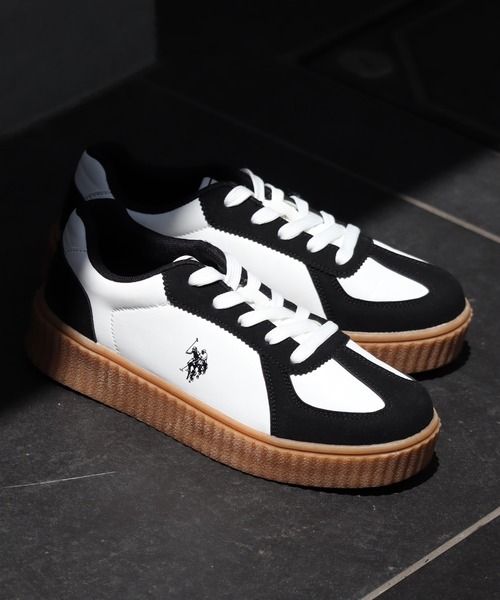 U.S. POLO ASSN.（ユーエスポロアッスン）の「【U.S. POLO ASSN./ユーエスポロアッスン】厚底ボリュームソール ワンポイント ローカット コンビネーションスニーカー（スニーカー・レディース・ホワイト/ブラック/ホワイト系その他/ホワイト系その他2/キャメル/ホワイト系その他3・22.5cm/23.0cm/23.5cm/24.0cm/24.5cm/25.0cm/25.5cm/26.0cm/26.5cm/27.0cm/28.0cm/27.5cm）」の19枚目の写真