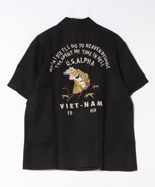 Alpha Industries（アルファインダストリーズ）の「【ALPHA】虎刺繍リネンコットンシャツ（シャツ/ブラウス・メンズ・ブラック/オリーブ・L/XL/M）」の3枚目の写真