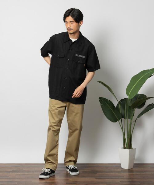 ALPHA_(アルファ)の「ALPHA(アルファ)虎刺繍リネンコットンシャツ(シャツ/ブラウス・メンズ・ブラック/オリーブ・L/XL/M)」の5枚目の写真