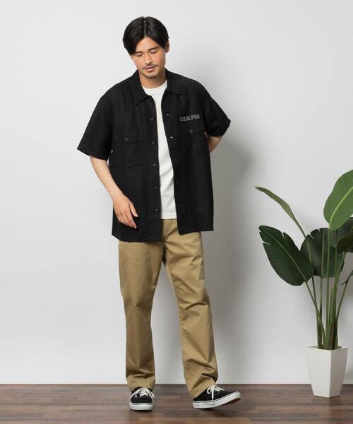 ALPHA_(アルファ)の「ALPHA(アルファ)虎刺繍リネンコットンシャツ(シャツ/ブラウス・メンズ・ブラック/オリーブ・L/XL/M)」の6枚目の写真