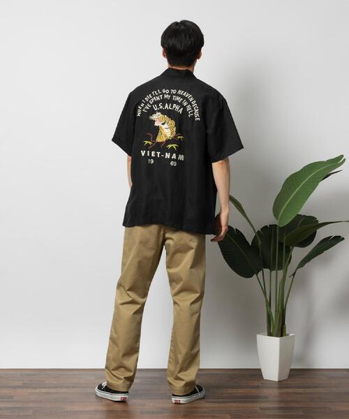 ALPHA_(アルファ)の「ALPHA(アルファ)虎刺繍リネンコットンシャツ(シャツ/ブラウス・メンズ・ブラック/オリーブ・L/XL/M)」の7枚目の写真