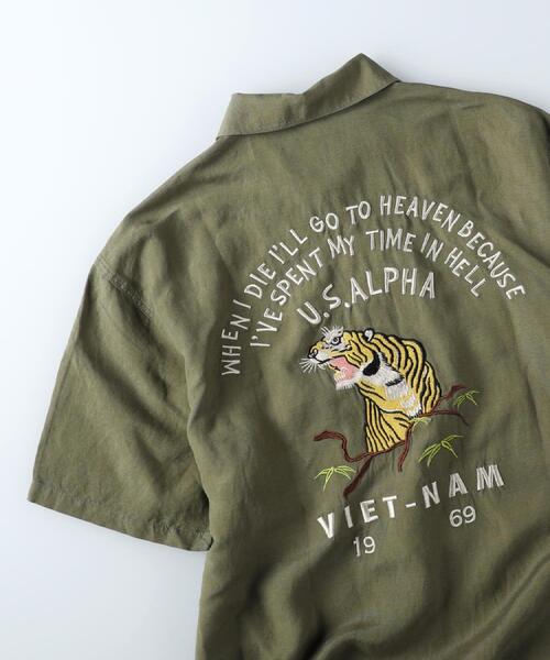 ALPHA_(アルファ)の「ALPHA(アルファ)虎刺繍リネンコットンシャツ(シャツ/ブラウス・メンズ・ブラック/オリーブ・L/XL/M)」の10枚目の写真