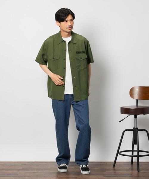 ALPHA_(アルファ)の「ALPHA(アルファ)虎刺繍リネンコットンシャツ(シャツ/ブラウス・メンズ・ブラック/オリーブ・L/XL/M)」の14枚目の写真