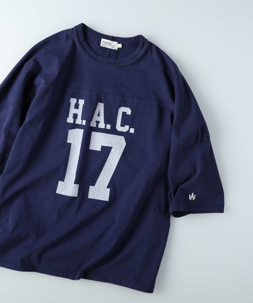 Right-on（ライトオン）の「【Hollywood athletic co】フットボール７分Ｔシャツ（Tシャツ/カットソー・メンズ・ホワイト/ネイビー・S/XL/L/M）」の6枚目の写真