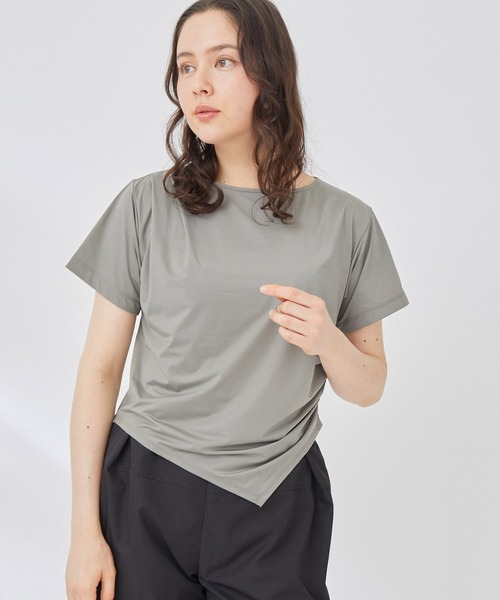 NERGY（ナージー）の「【水陸両用＆ UV】Aqua jersey ドレープTシャツ（Tシャツ/カットソー・レディース・ブラック/カーキ・FREE）」の2枚目の写真