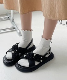 ハート+パールビジュー サンダル