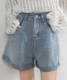 DAY CLOSET | レディース ウォッシュダメージ加工台形ショートデニムパンツ(デニムパンツ)