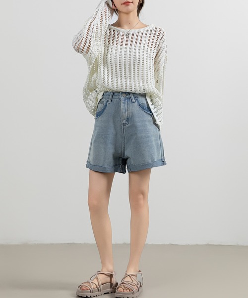 d.i.a.ダメージ加工チェーン付きグレーショートパンツ　サイズ25 ダメージ加工デニムショートパンツ | レディース,パンツ,デニム