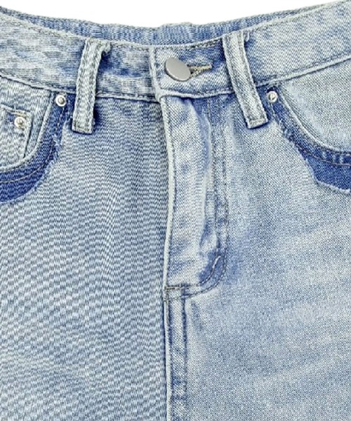 DAY CLOSET(デイ クローゼット)の「レディース ウォッシュダメージ加工台形ショートデニムパンツ(デニムパンツ・レディース・ライトブルー・L/M/S/XL)」の13枚目の写真